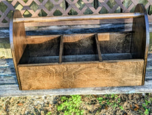 Classic Wooden Grooming Tote Box / dark walnut stain