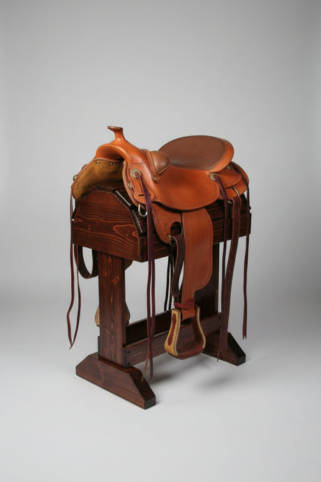 Wood Saddle Stand / Mahogany Stain / Showcase your English or Western Saddle / Free Shipping! - Greentrunksnmore